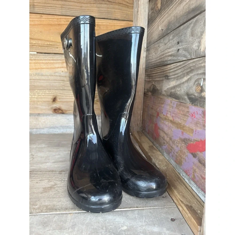 UGG WOMENS SIENNA MID CALF RAIN‎ BOOTS SIZE 9 BLACK